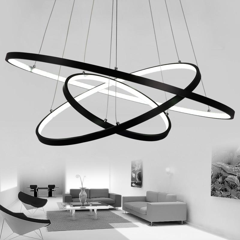 Aluminum Circle Rings Modern LED Chandelier lighting White&Black&Gold Lustre Living Kitchen Dining room nordic lamp luminarias