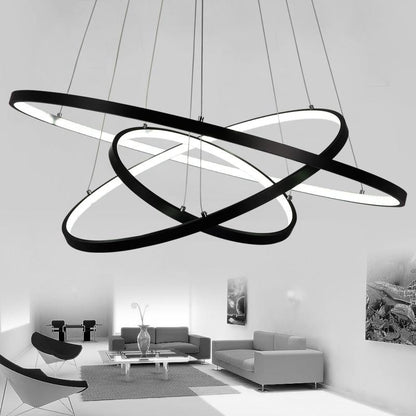 Aluminum Circle Rings Modern LED Chandelier lighting White&Black&Gold Lustre Living Kitchen Dining room nordic lamp luminarias