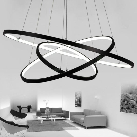 Aluminum Circle Rings Modern LED Chandelier lighting White&Black&Gold Lustre Living Kitchen Dining room nordic lamp luminarias