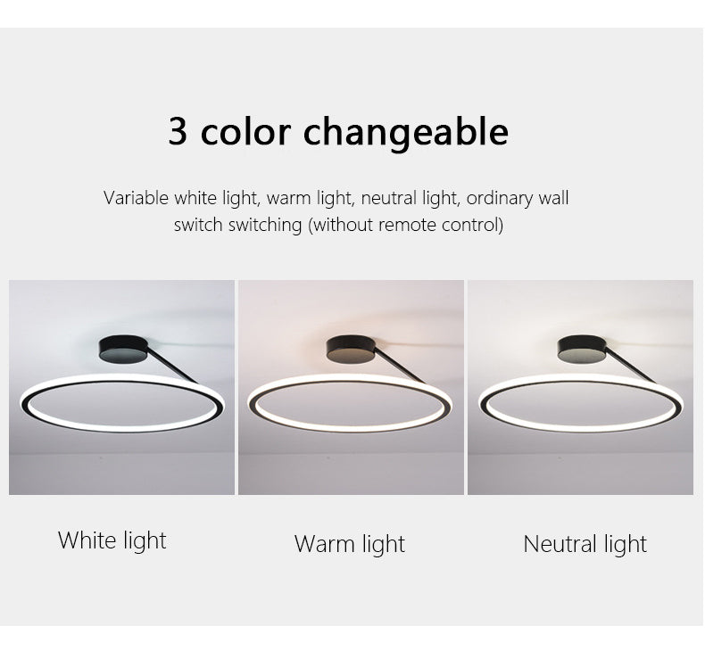 Modern Simple Circle Led Ceiling Chandelier Round Ring Aluminium Dimmable Bedroom Lamp Lighting