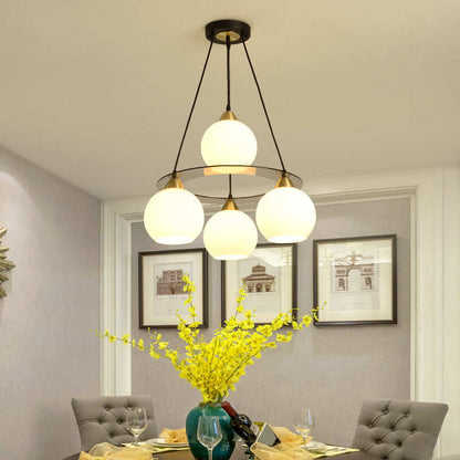 Restaurant Simple and Creative Chandelier LED Lamp Four Head Round Dining Room Living Room Lamp Bar Lamp