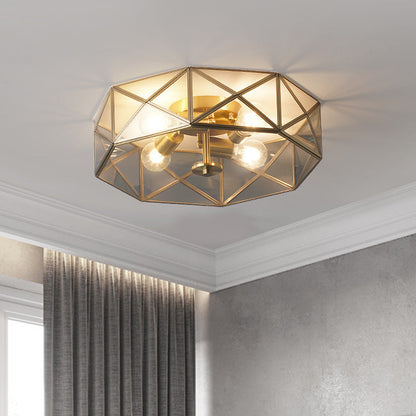 Nordic Simple Room Living Room Copper Round Ceiling Lamp