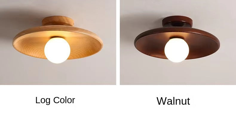 Modern Wooden Ceiling Light Log Color Walnut Wood Ceiling Lamps Surface Ceiling Lighting G9