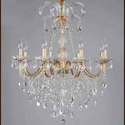 Living Room Chandelier Golden Wrought Iron Crystal Lamp Restaurant Atmosphere Hotel Hall Lamp Candle Lamp