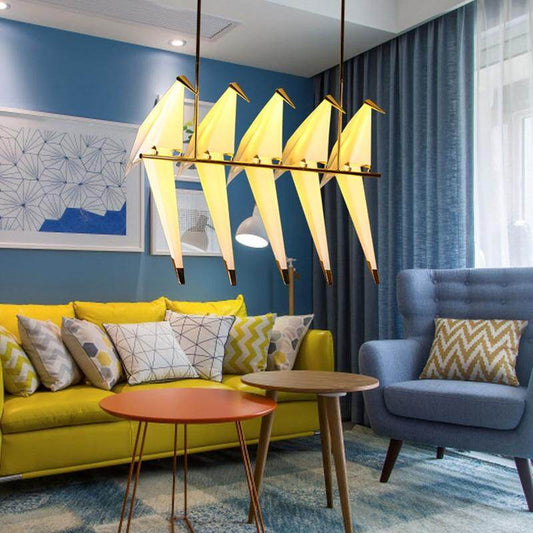 Nordic Bird Iron Pendant Light Paper Crane LED Lamp   Suspension Luminaire Loft Living Room Restaurant Pendant Lamp