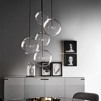 Nordic Clear Glass Lampshade Hanging Light Creative Restaurant Chandelier Simple Bar Cafe Lamps