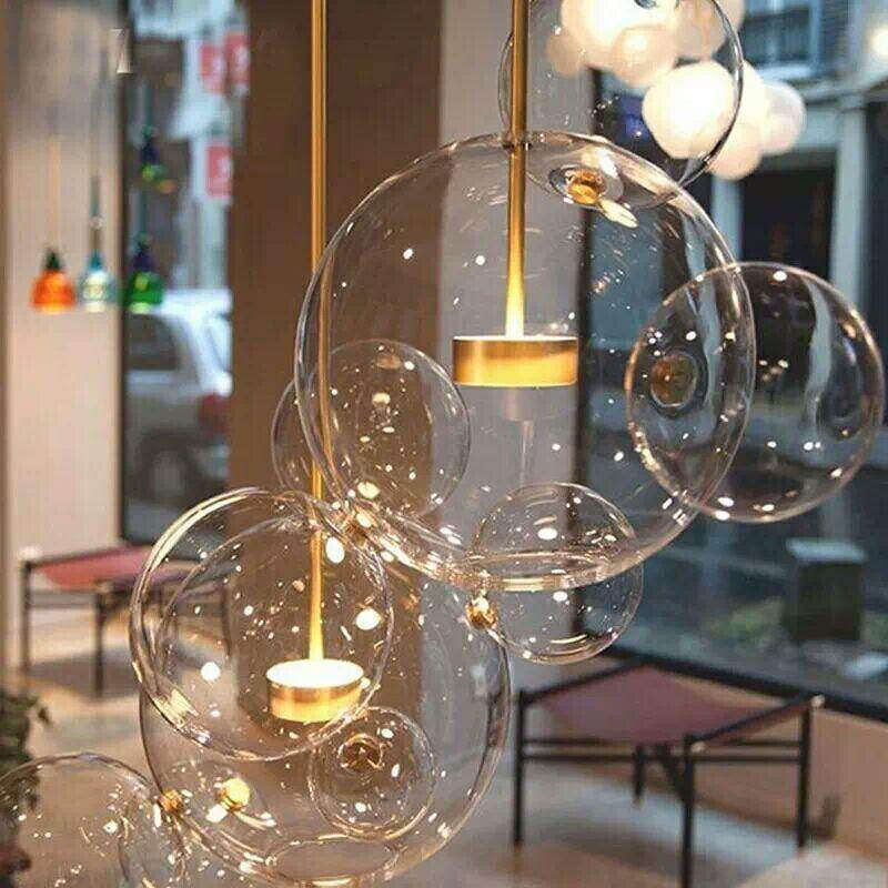 Bubble Lamp Globe Glass Hanging Lamps Dining Room Bubble Pendant Light Kitchen Hotel Glass Ball Suspension Lighting
