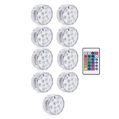 Battery Operated 10leds RGB Led Submersible Light Underwater Night Lamp Garden Swimming Pool Light for Wedding Party Vase Bowl