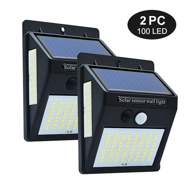 100/144 LED Outdoor Solar Wall Lamp PIR Motion Sensor Waterproof Light Garden Path Emergency Security Light 3 Sided Luminous