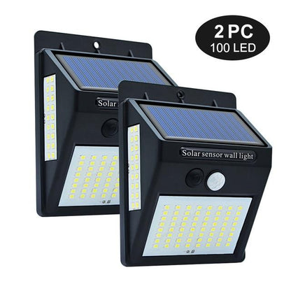 100/144 LED Outdoor Solar Wall Lamp PIR Motion Sensor Waterproof Light Garden Path Emergency Security Light 3 Sided Luminous
