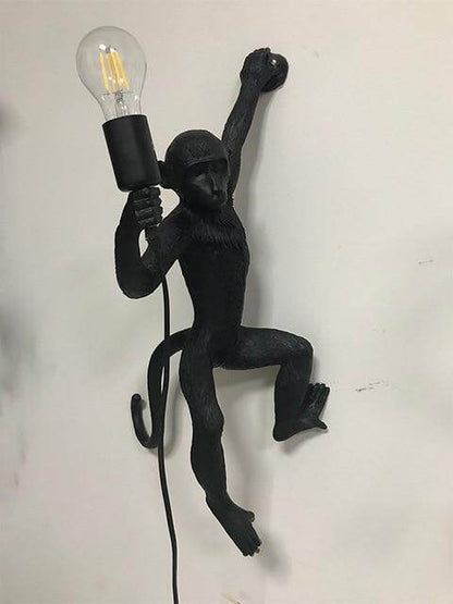 Resin Black White Gold Monkey Lamp Pendant Light For Living Room Lamps Art Parlor Study Room Led Lights lustre With E27 Led Bulb
