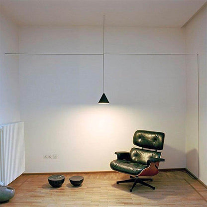 Modern Pendant Lamp Light Black Metal Long Wire Simple Shape Kitchen Bar Hanging Lamp Bedside Suspension Lighting Creative Lamp