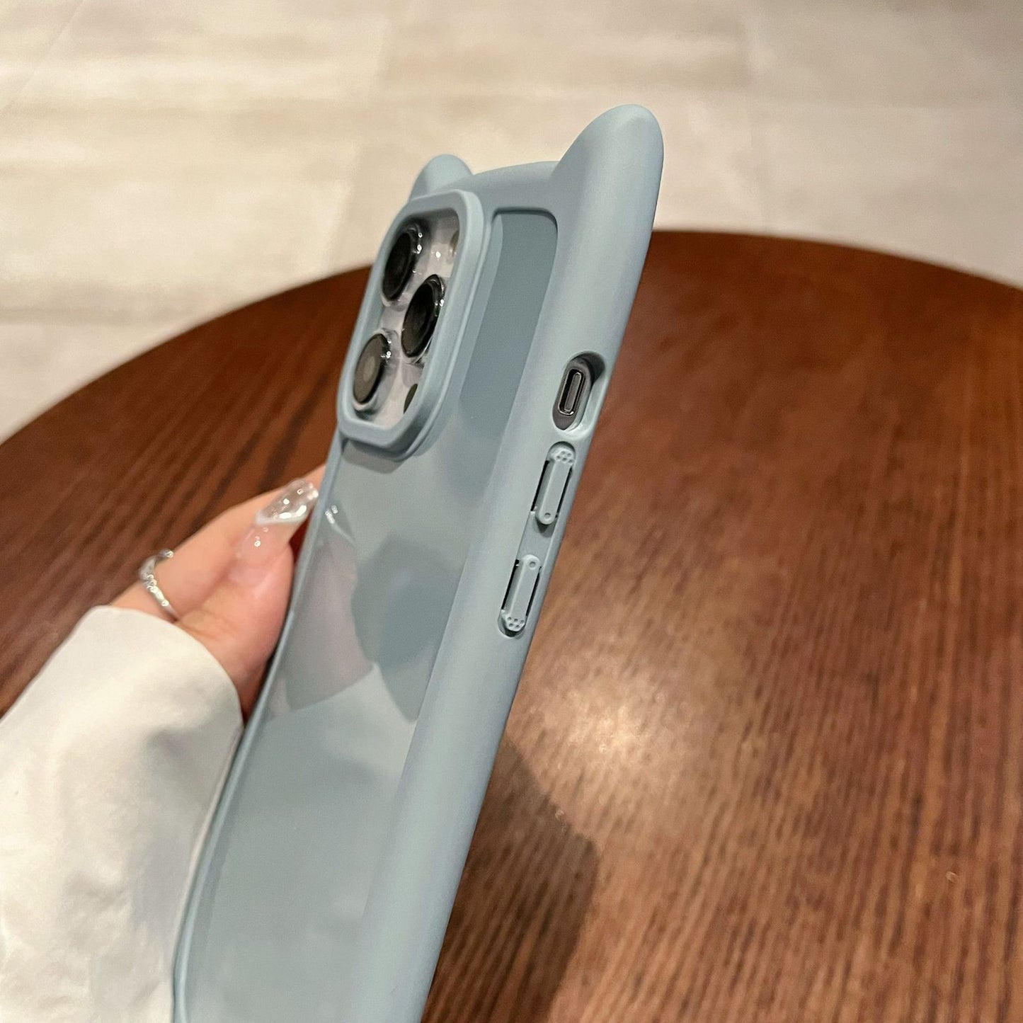 Cute Cartoon 3D Cat Ear Phone Case For iPhone 16 Plus 15 14 13 12 11 Pro Max Animal Design Matte Soft Silicone Protection Cover