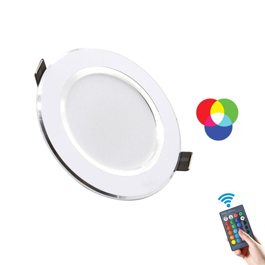 LED Downlight RGB Recessed Lamp Round 5W 10W 11cm 12cm Remote Control Lighting AC Spot Light Bar Living Room