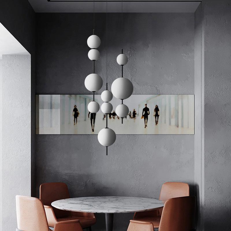 Nordic Simple Modern Restaurant Lamps Personalized Creative Glass LED Large and Small Ball Chandelier