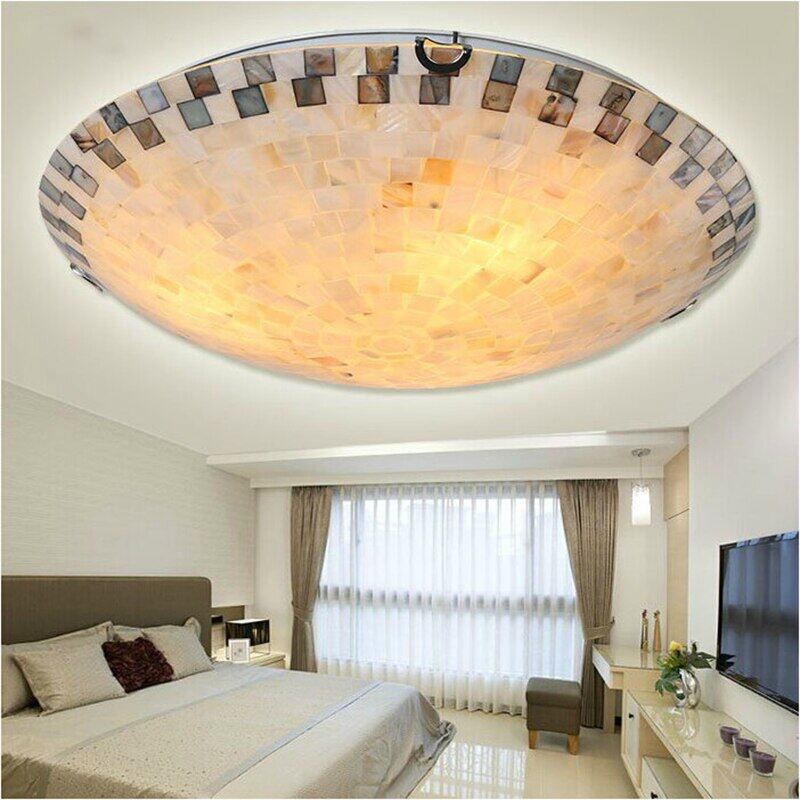 Tiffany Mediterranean Natural Shell Ceiling Light Toilet Lustres Night Light Led Ceiling Lamp Bedroom Ceiling Lighting Kitchen