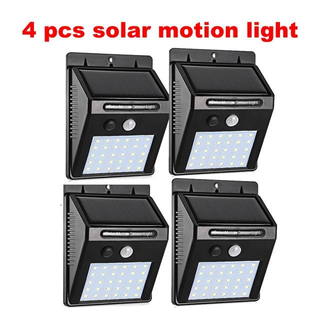 1-4pcs PIR Motion Sensor 30 LED Solar Light Outdoor Solar Powered LED Garden Light Waterproof Emergency Wall Lamp With Cable ene