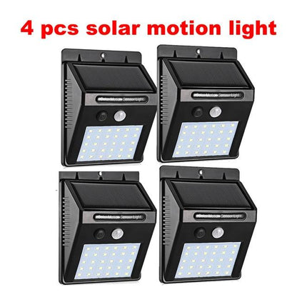 1-4pcs PIR Motion Sensor 30 LED Solar Light Outdoor Solar Powered LED Garden Light Waterproof Emergency Wall Lamp With Cable ene