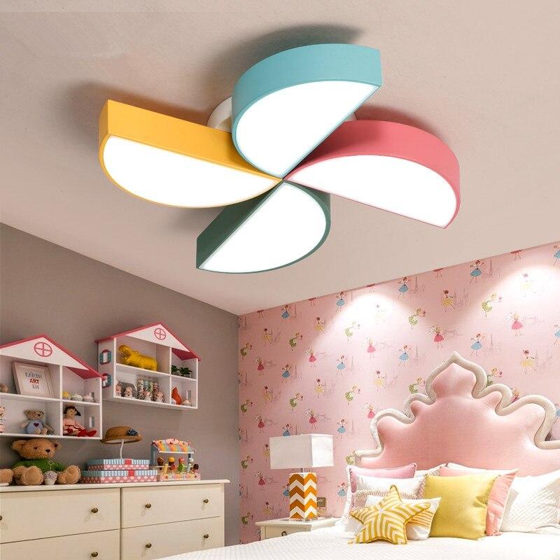 Kids BedroomCeiling Lamp LED Metal Iron Acrylic Color Windmill Children  Living Room Decoration Light Fixture