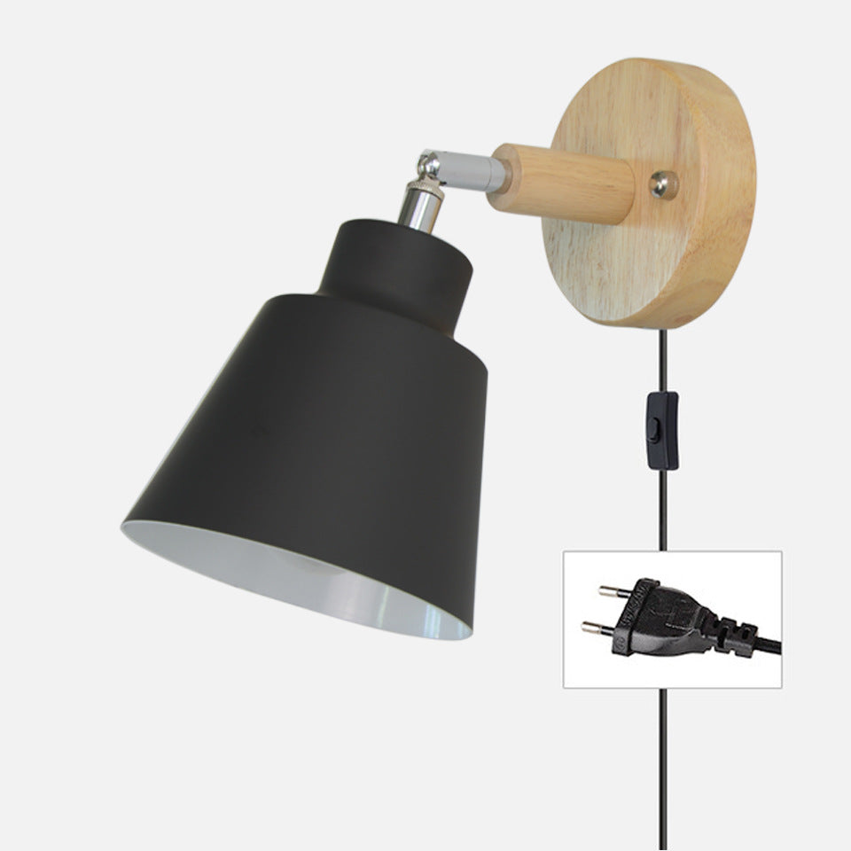 Nordic Wall light Indoor DIY E27 Wooden 6 Colors EU/UL Plug 350° Wall lamps