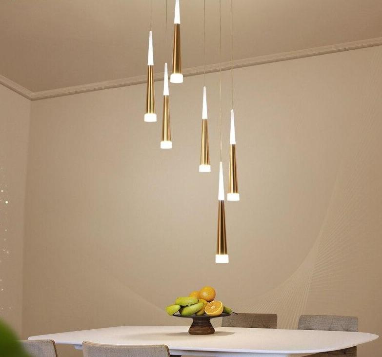 Gold Color Modern Led Pendant Hanging Lights Stair Lightfor Living Room Dining Room Lighting 4/6/9/12/16/25 Heads