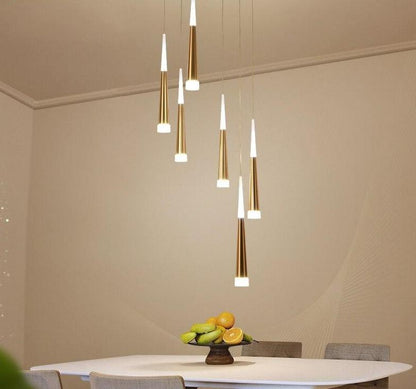 Gold Color Modern Led Pendant Hanging Lights Stair Lightfor Living Room Dining Room Lighting 4/6/9/12/16/25 Heads