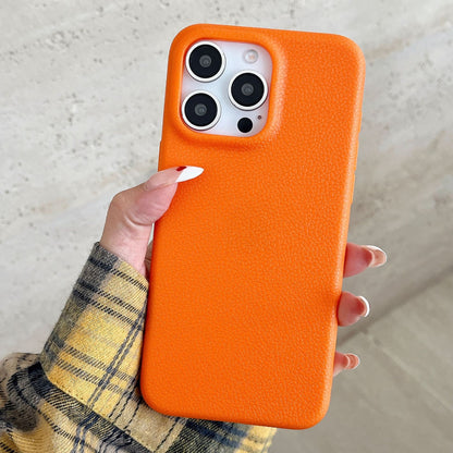 Premium Minimalist iPhone 17 Case Solid-Color Leather-Textured iPhone 16 Case Soft Case for iPhone 13/12/11