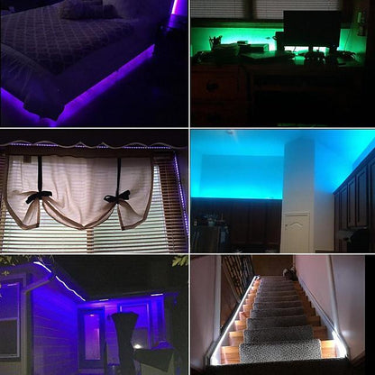 15m 3x5m LED Light Strips RGB Tiktok Lights 5050 SMD 450 Leds 10mm Strip Fexible Light Led Tape not-waterproof DC 12V 450leds with 44key IR Remote Controller Kit