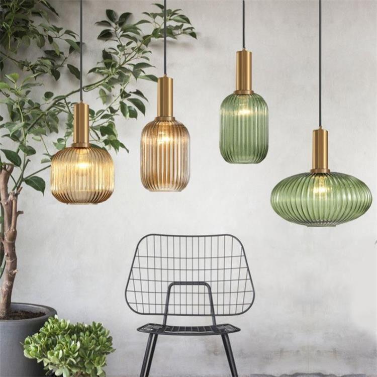 Nordic Creative Bar Restaurant Chandelier Simple Striped Lantern Chandelier Single Online Celebrity Glass Chandelier