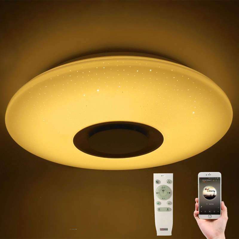 HOT Music Led Ceiling Light Lamp 60W Rgb Flush Mount Round Starlight Music With Bluetooth Speaker Dimmable Color Changing Light