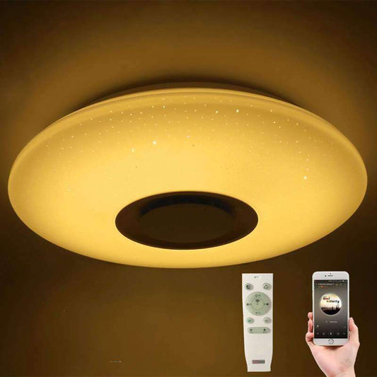 HOT Music Led Ceiling Light Lamp 60W Rgb Flush Mount Round Starlight Music With Bluetooth Speaker Dimmable Color Changing Light