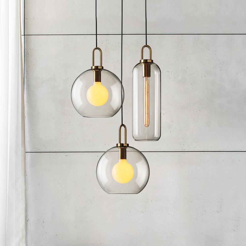 Postmodern Ins Pendant Lights Luxury Restaurant Lamps Nordic Bar Bedroom Bedside Glass Ball Single Hanging Lamp
