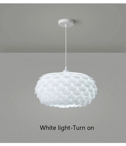 LED Pendant Lamp Creative Fish Scales 3-colour light change Chandelier Lamps  Modern