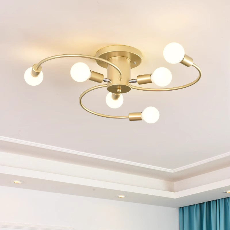 Household E27 Iron Ceiling Chandelier Lamp Modern Style Ceiling Lamp Bedroom Light Surface Installation Dining Room Lamp