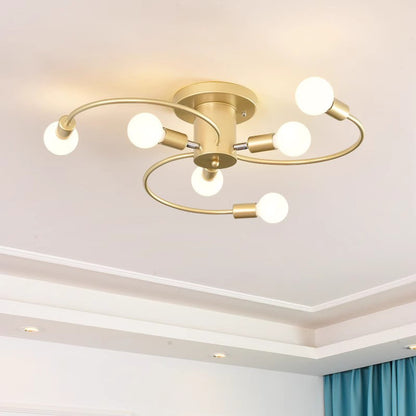 Household E27 Iron Ceiling Chandelier Lamp Modern Style Ceiling Lamp Bedroom Light Surface Installation Dining Room Lamp