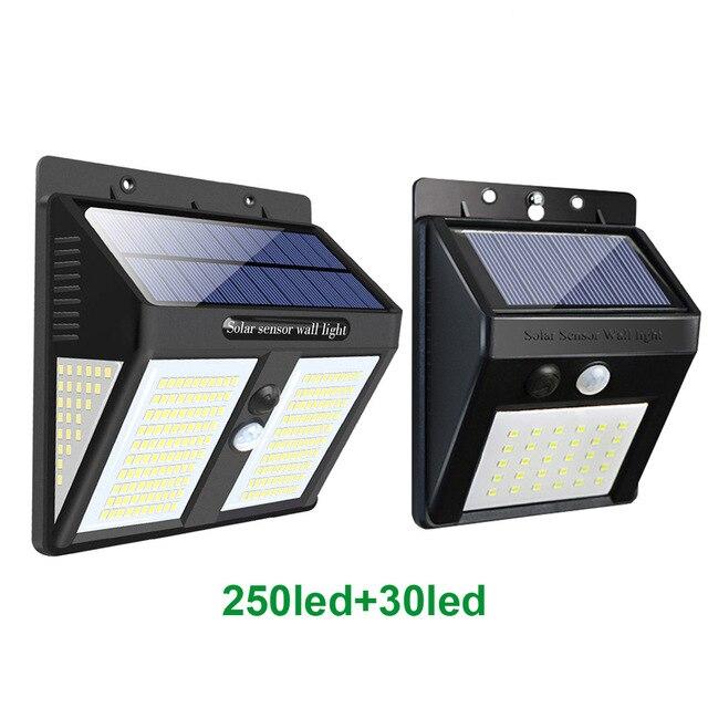 250 LED Solar Light Outdoor Solar Lamp Solar Powered Sunlight Waterproof PIR Motion Sensor Street Light for Garden Decoration
