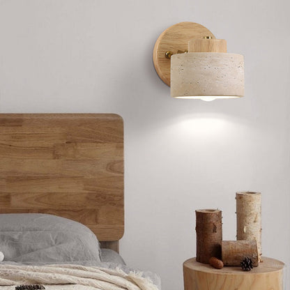 Yellow Cave Stone Wabi-sabi Bedroom Bedside Wall Lamp Retro Homestay Study Rotatable Wall Lamp with Switch