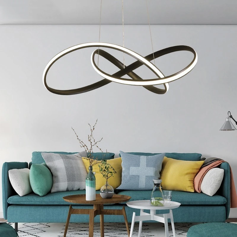 Kitchen LED Pendant Lights White Black For Shop Bar Dining Aluminum Body Dimmable With Remote Control Pendant Lamps