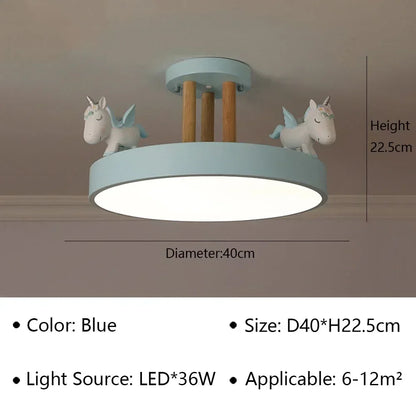 Modern Unicorn Design LED Ceiling Lamp for Living Dining Room Children's Room Sofa Chandelier Simple Fixture