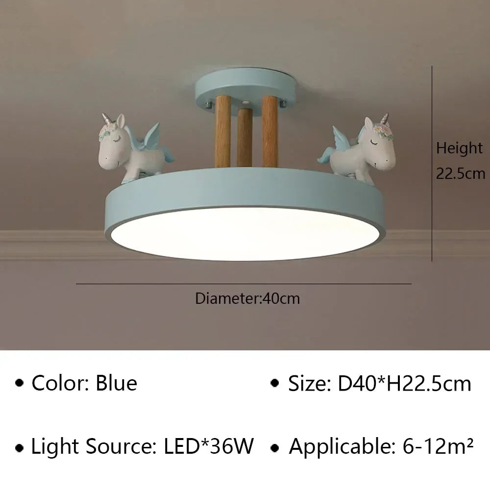 Modern Unicorn Design LED Ceiling Lamp for Living Dining Room Children's Room Sofa Chandelier Simple Fixture