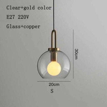 Nordic Modern Simple Glass Ball LED E27 Pendant Lights Interior Lighting Lamps Restaurant Bedroom Stair Decoration Hanging Light