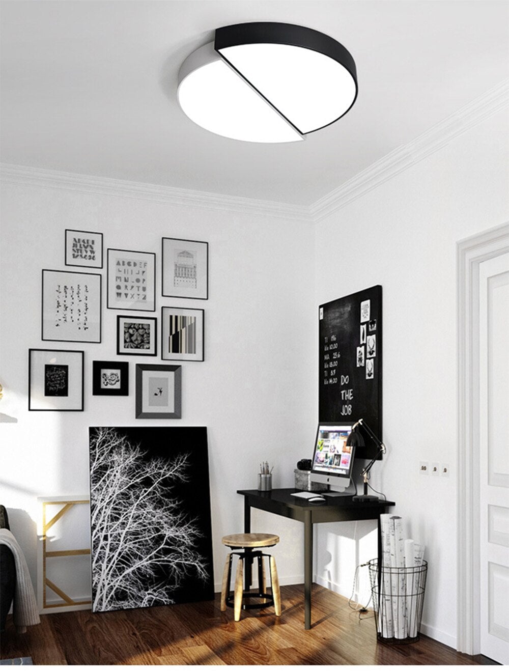 Led Round Ceiling Light Lamp Black White Combination Modern Minimalist Living Room Lamps Warm Romantic Bedroom 32cm 42cm 82cm