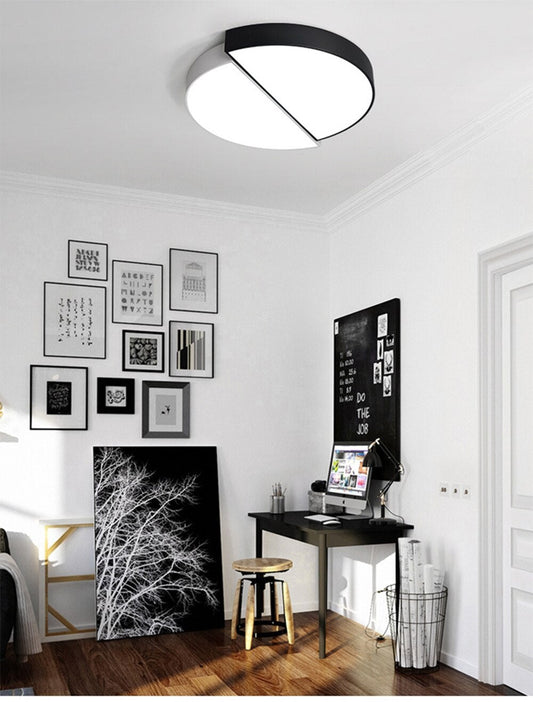 Led Round Ceiling Light Lamp Black White Combination Modern Minimalist Living Room Lamps Warm Romantic Bedroom 32cm 42cm 82cm