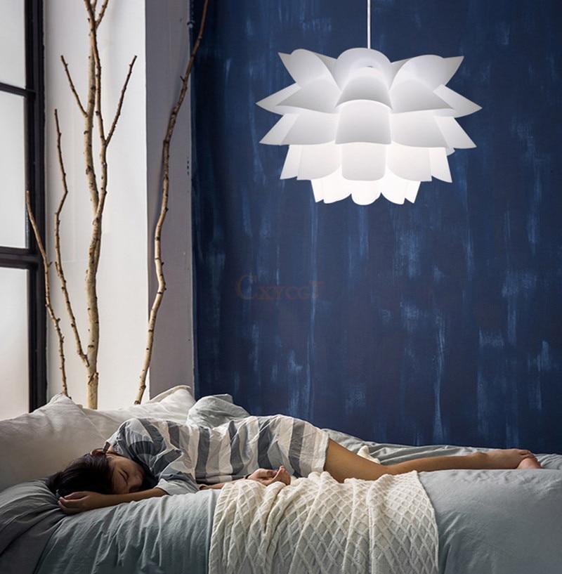 DIY Lily Lotus IQ Puzzle Pendant Lampshade E27 Pendant Light Cafe Restaurant Ceiling Room Decoration LED Hanging Lamp