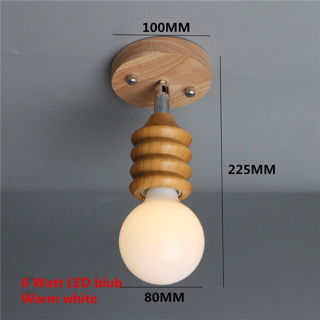 Modern LED Wooden Ceiling Light Novelty E26/27 Kitchen Bedroom Porch Dining Room Balcony Decoration Light Fixture