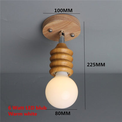 Modern LED Wooden Ceiling Light Novelty E26/27 Kitchen Bedroom Porch Dining Room Balcony Decoration Light Fixture