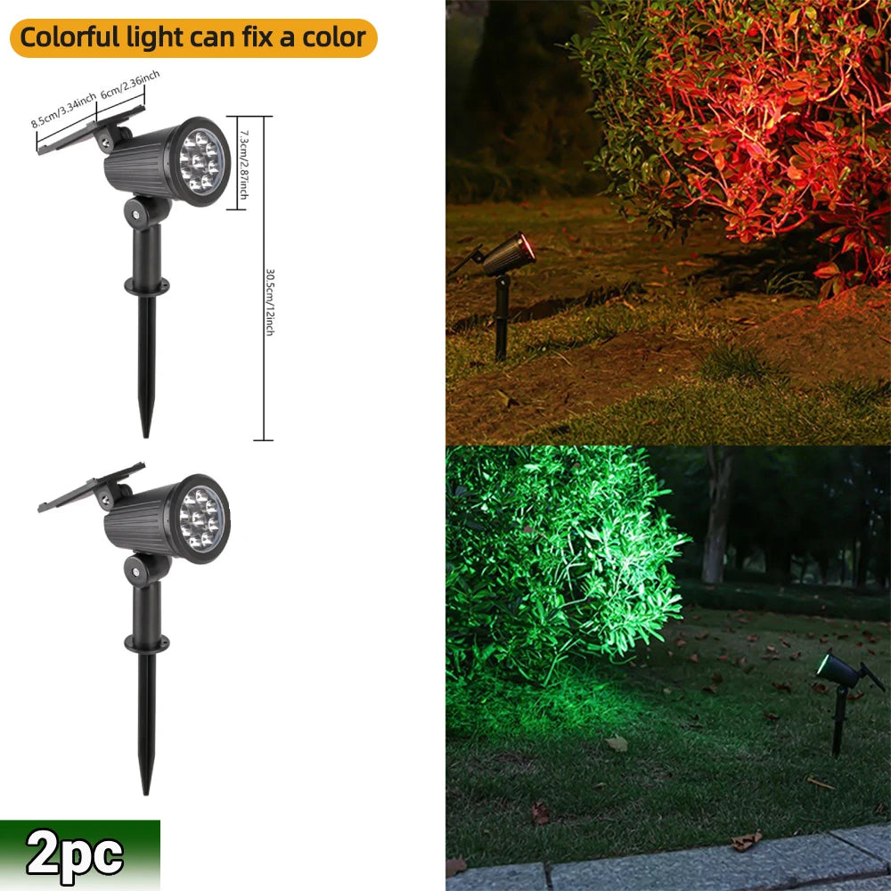 9 LED Solar Spot Lights IP65 Waterproof Outdoor RGB Solar Landscape Lights Brightness Adjustable