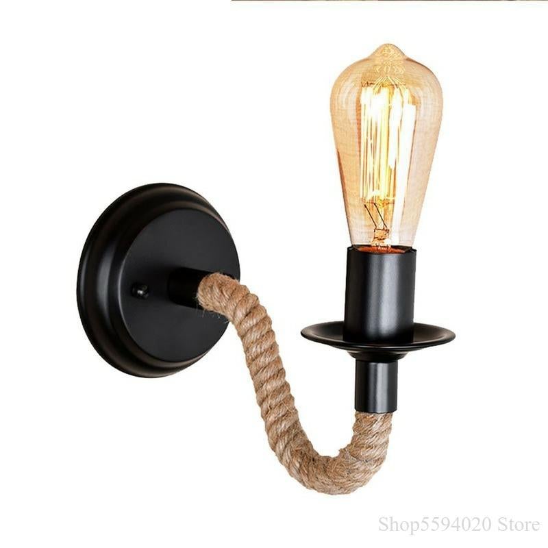 Hemp Rope Wall Lamp American Retro Light Wall Sconce Living Loft Lighting Vanity Light Indoor Sconce Wall Lights Bedroom Lamp