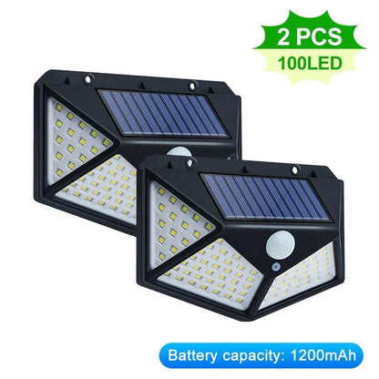 100/114 LED Solar Light Outdoor Waterproof Solar Powered Lamp PIR Motion Sensor Street Light for Garden Decoration 3 Modes