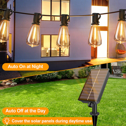 Solar Globe LED String Lights G40 Patio Light USB Recharger 8 Light Modes Remote Control Solar Weatherproof